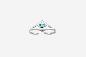 anillo doble de plata con topacios azules